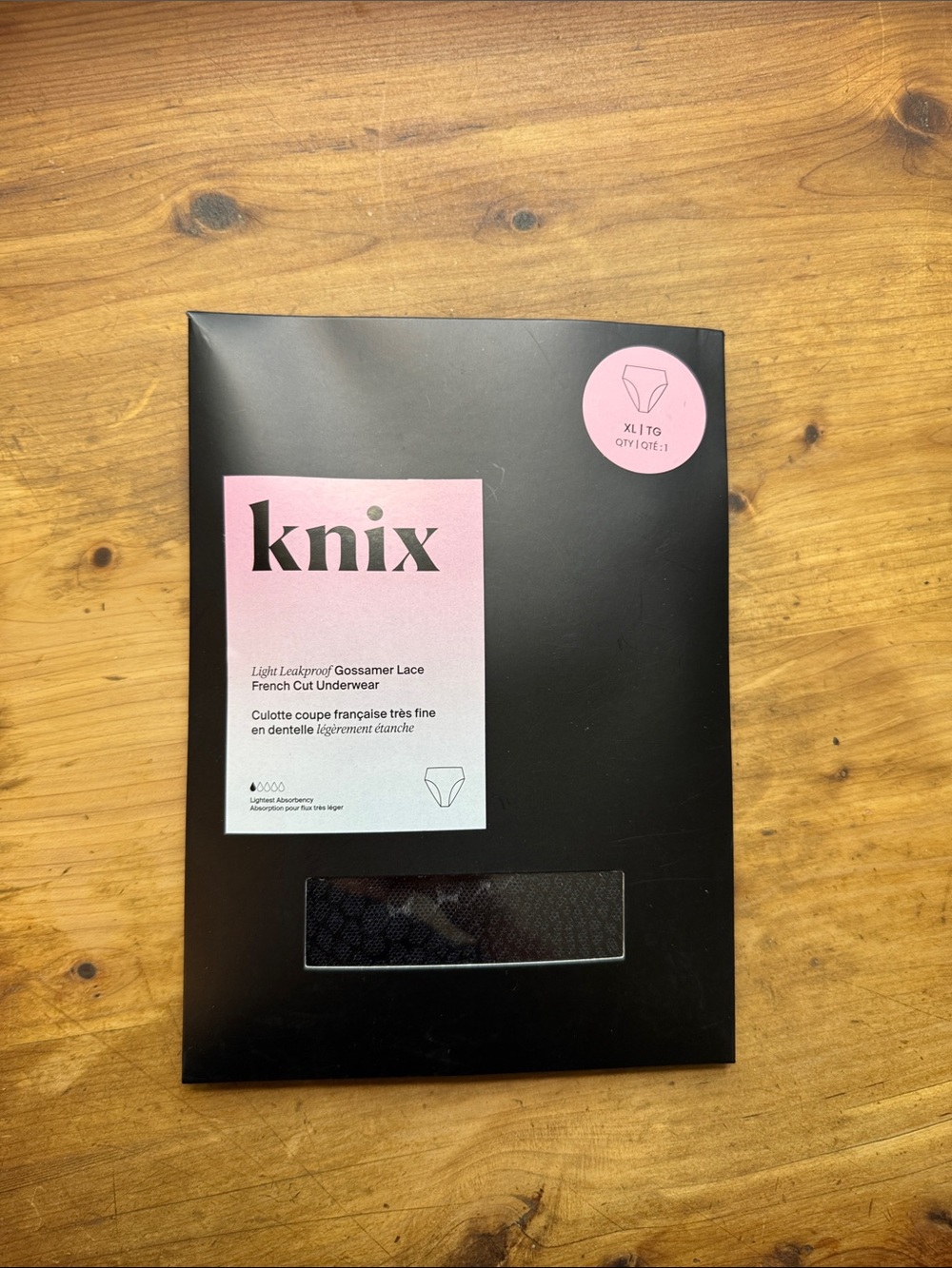 knix Black Period Underwear French Cut Gossamer Lace